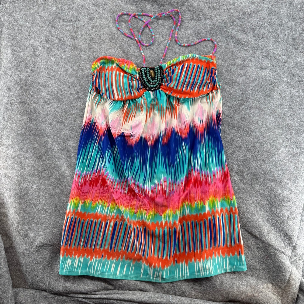 Heart Soul Women's L Sleeveless Halter Maxi Dress Shirt Aztec Boho Size Color